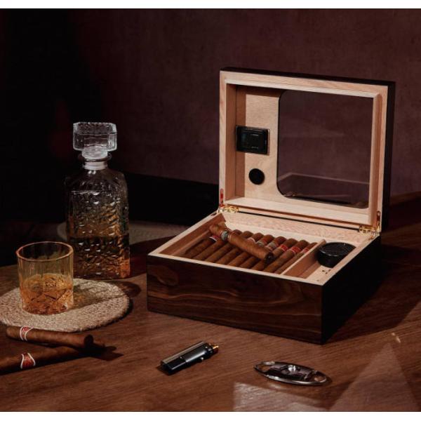 Custom Cedar Solid Wood Cigar Tobacco Gift Box With Humidifier Compartment