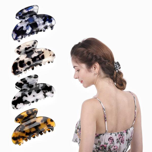 Acetate leopard print medium size clip women's hair catch cross border spring integrated hair clip accessories