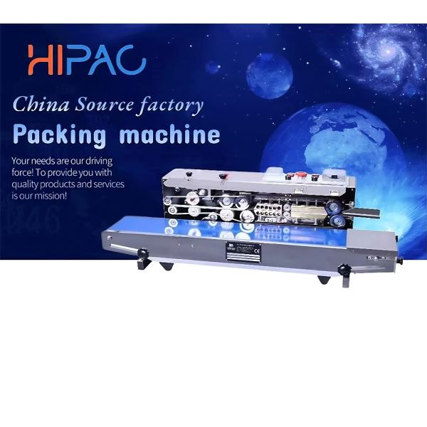 Hipac FRD1000W Electric Band Sealer with 0-18m/min Sealing Speed 220V Power Supply and Adjustable Temperature for Beverage Packaging