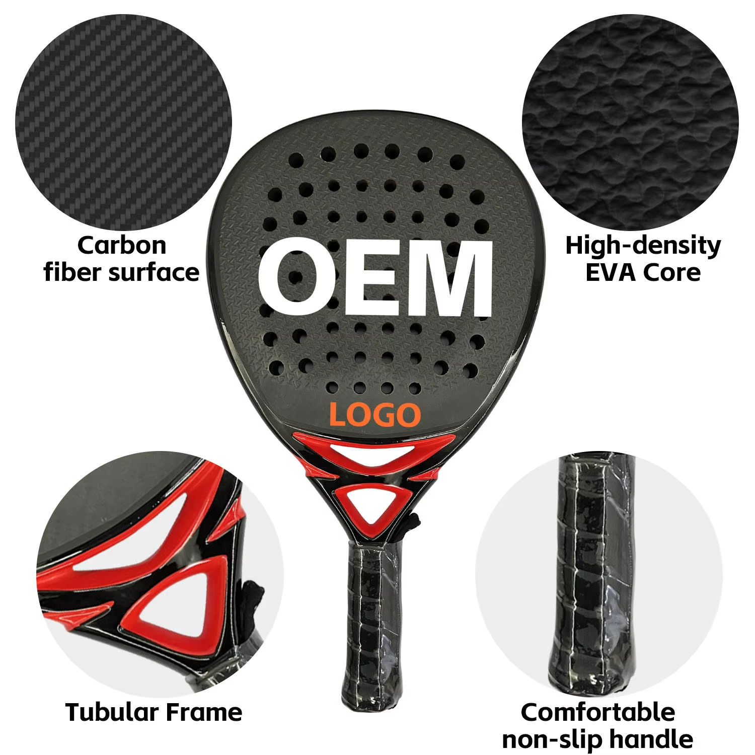 OEM Custom 3K Carbon Fiber Padel Racket with Superior Spin Power and Custom Logo Printing