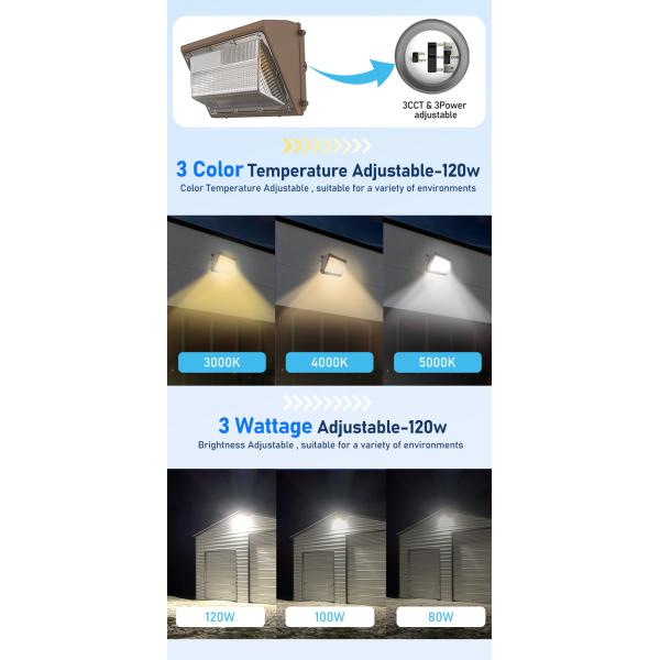 7500lm 90 градусов 60W -150W Led Wall Pack Light Photcell Sensor Dusk To Dawn Ra70