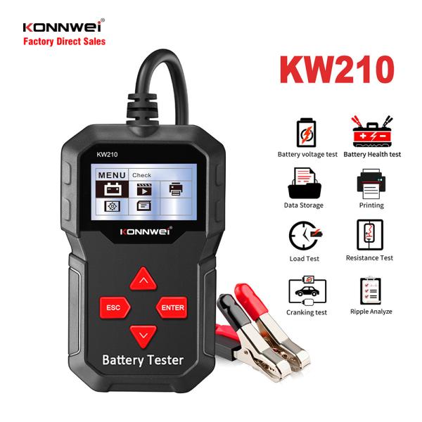 Тестера автомобильного аккумулятора 12V KONNWEI KW210 анализатор 100 батареи автоматического умного автоматический к данным по печати подъема 2000CCA через ПК