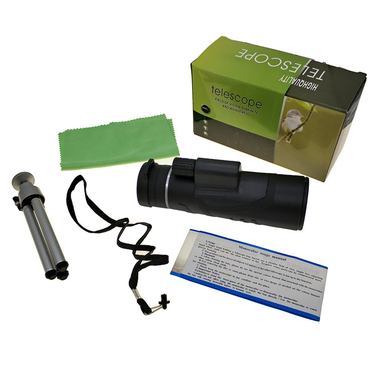 Чернота Telescopio Monocular телескопа 40x60 OEM высококачественная с призмой Bak4