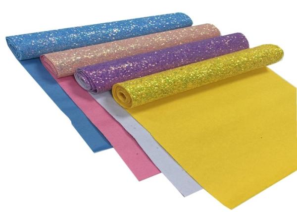 Chunky Glitter Fabric Mini Roll  Grade 3 Chunky Glitter Vinyl Fabric Roll For Wallpaper,Table Runner,Hair Bow DIY