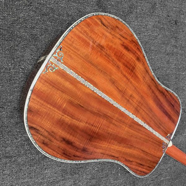 Custom 6/12 Strings Solid KOA Back Side Abalone Binding Acoustic Guitar with Customized Logo in Abalone