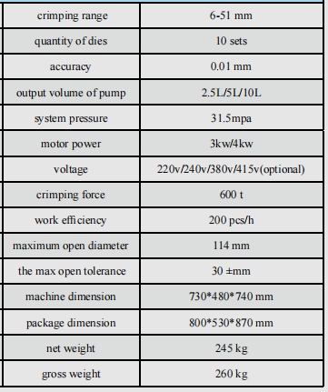 Многофункциональная шланговая кримпинг-машина DX68 с 10 наборами шлангов достигает идеального соответствия сертификации CE и размера 730 * 480 * 740