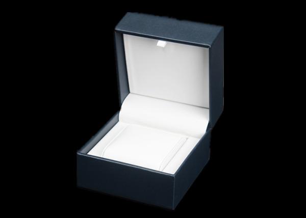 High Grade Plastic Single Watch Box Dark Blue Internal White PU Material