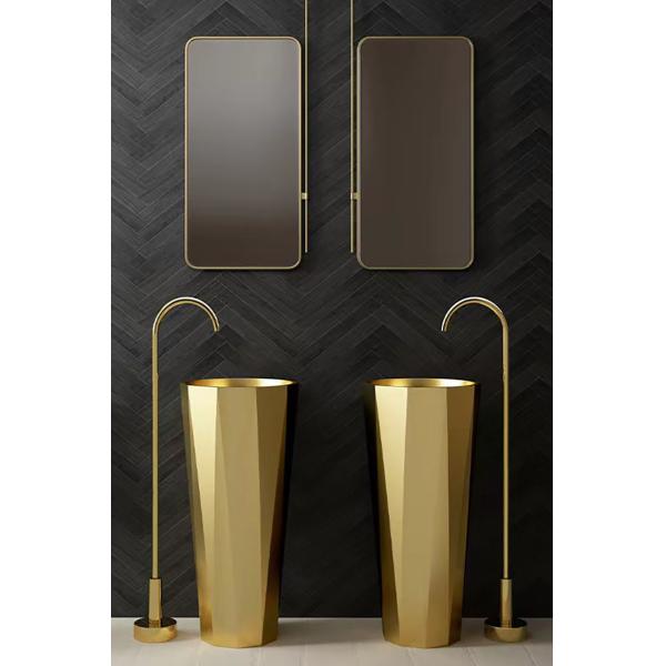 304 Stainless Steel Column Pedestal Sink For Hotel Clubhouse Bathroom