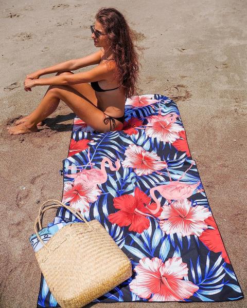 toalha de praia impressa completa de Microfiber da camurça 63x31 com o saco impresso do curso