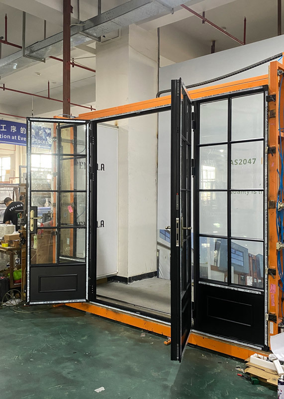 AS Standard Retro Grill Thermal Break Aluminium Double French Entry Door