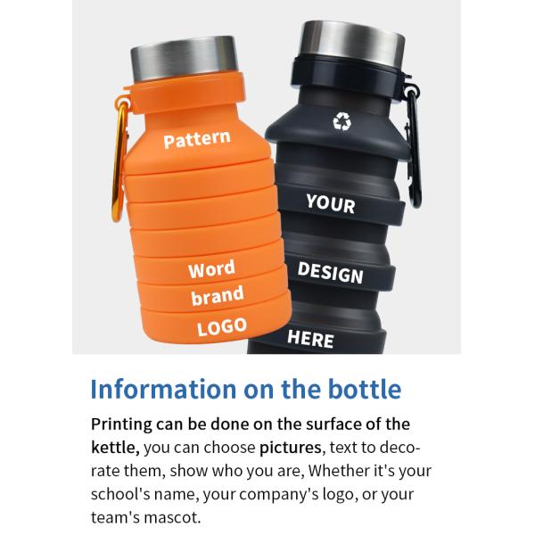Silicone Sleeve 500ML Collapsible Water Bottle with Lid Eco-Friendly and Durable