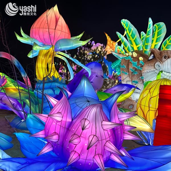 Chinese Festival Silk Zigong Lantern Waterproof For Outdoor Festival Decor