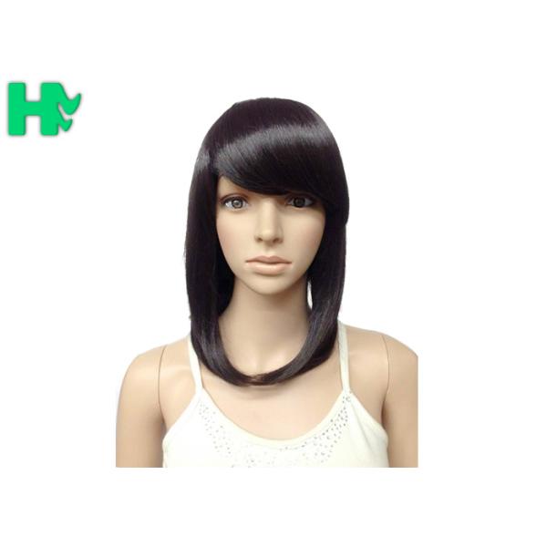 Synthetic Heat Resistant Wigs / Long Bob Wigs With Side Bangs