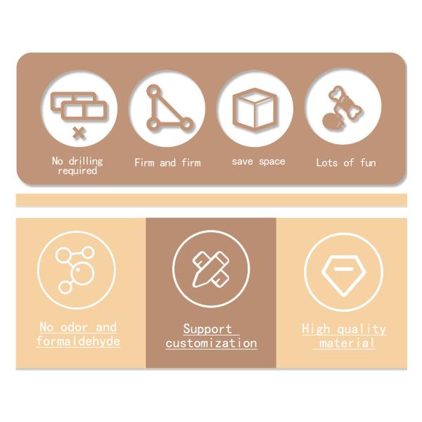 ODM Design Cat Furniture Beige Chipboard Climbing Tree with Sisal Column and Plush Hammock