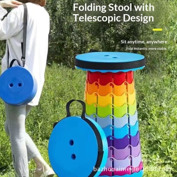 Modern Outdoor Plastic Folding Portable Collapsible Retractable Stool Thickened PP Material Camping Picnic Telescopic Chair