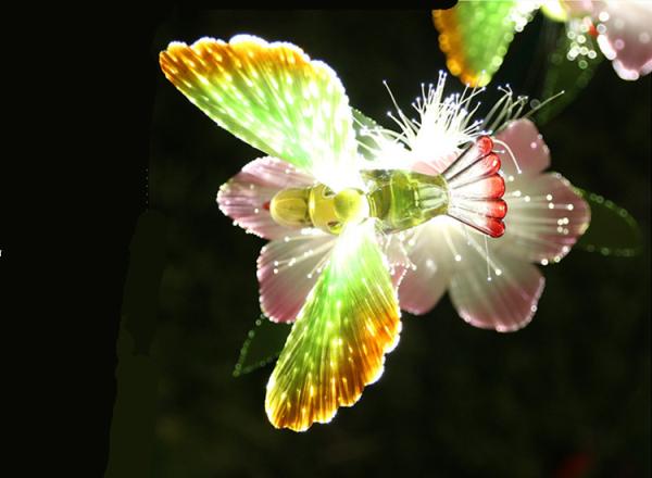 LED Fiber Optic Flower Lamp Outdoor Lamp Floor Socket Flower Head With Hummingbird Luminous Landscape Decorative Lamp