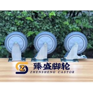 OEM 125mm TPE Wheels Double Brakes Heavy Equipment Casters 5 Inch