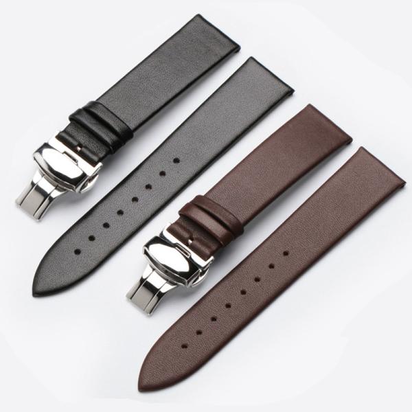 ALK Leather Watch Band Bracelet Strap Butterfly Deployant Clasp Buckle Watchband 14mm 16mm 18mm 20mm 22mm Metal Buckle