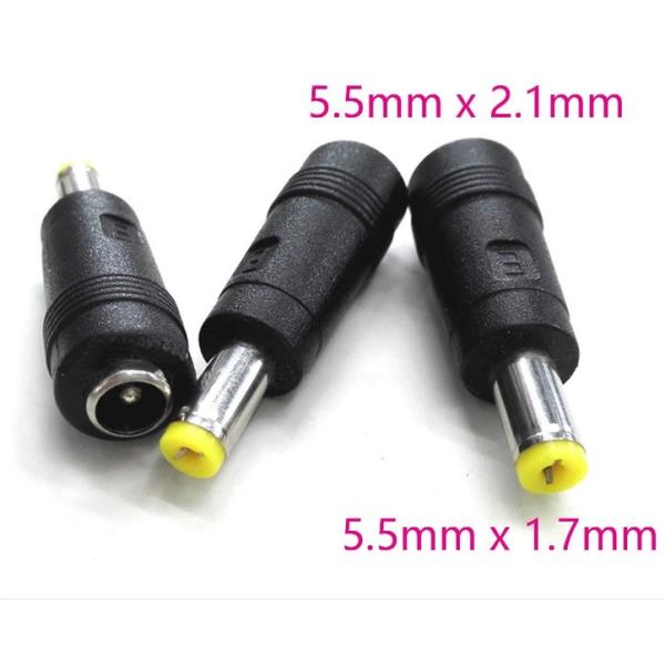 Black ADAPTER for DC Power Plug 5.5x1.7mm Male to 5.5x2.1mm Female Jack Connector