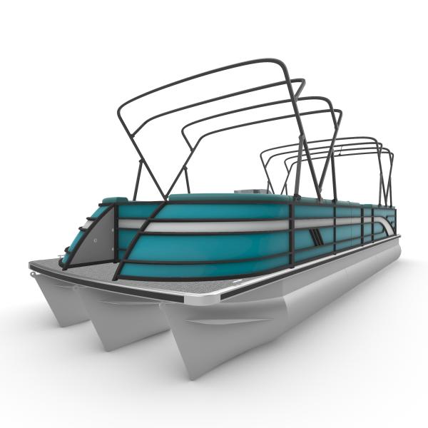 27FT Sport Pontoon Boat with 8.2m Length Four Side Sofa and Blue Interior for Family Leisure