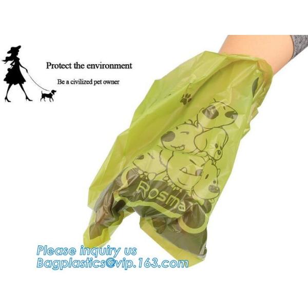 biodegradable plastic pet cat dog waste bag drawstring dog poop bag leak-proof pick up bag, Refill and Leash Clip Degrad