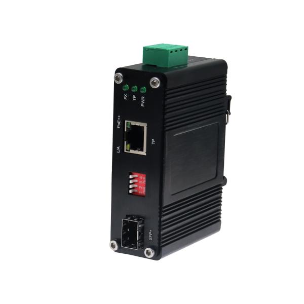 Convertisseur multimédia mini industriel 10G/5G/2.5G/1G/100M 802.3at à 10GBASE-X SFP+