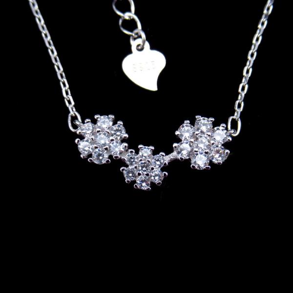 Real 925 Silver Cubic Zirconia Necklace Orange Women Poker D - Diamond Jewelry