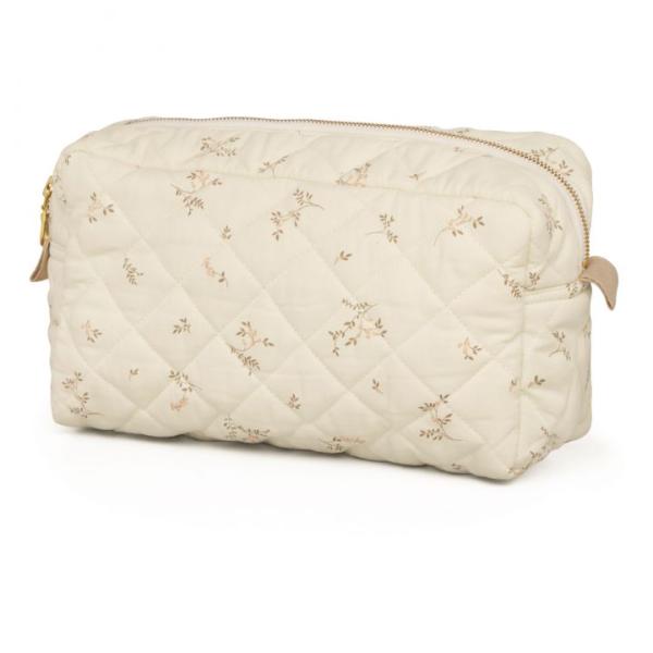 Solid Pattern Custom Logo Soft Puffy Cotton Bag Quilted Organic Cotton Cosmetic Bag