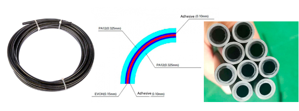 25m/min Multilayer PA EVOH Pipe Production Line , 5 Layer Nylon Fuel Tube Production Machine