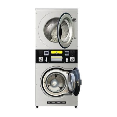 Space-Saving Stackable Coin Operated Washer Dryer Set - Upper Dryer & Lower Washer