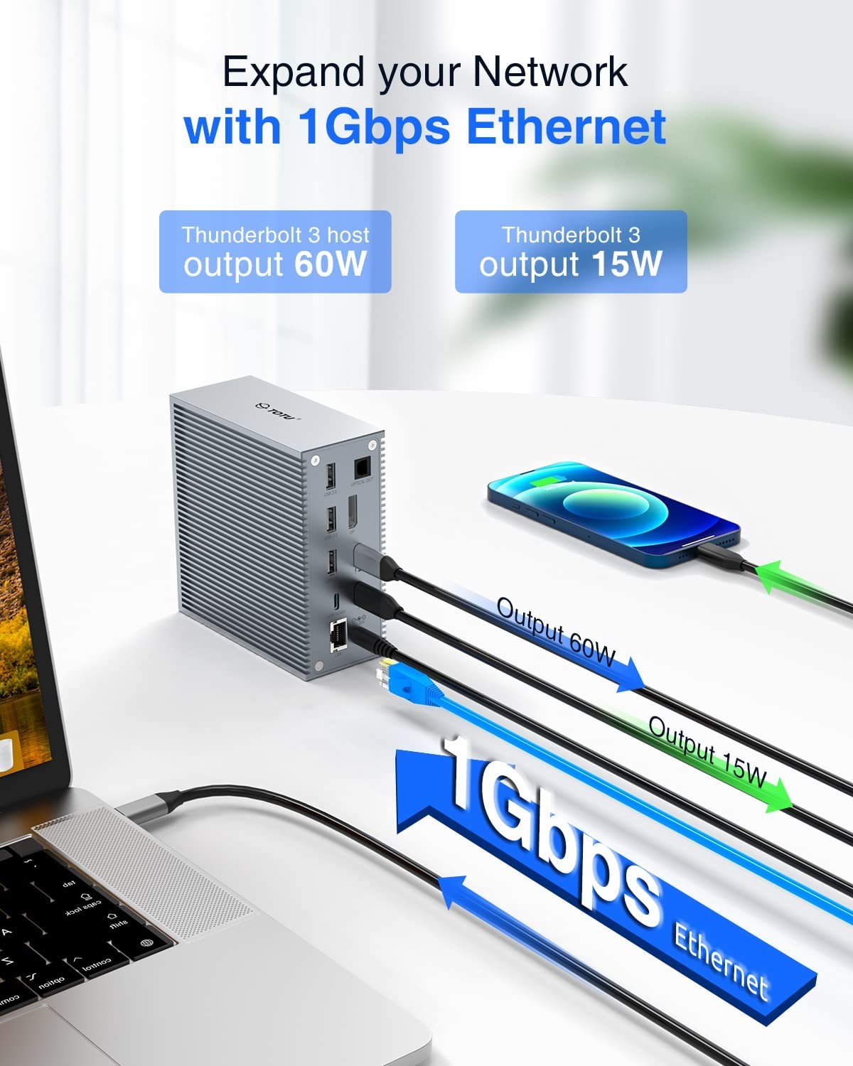USB C Dock Hdmi 4k 60hz 16 в 1 Docking Station Plug and Play Удобство Серебряный цвет