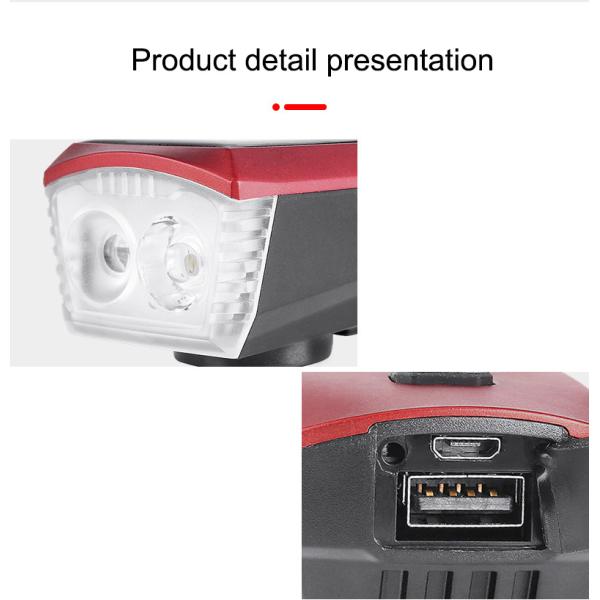 Blue Solar and USB Charging Bike Light 2000mAh Front Headlight for MTB Road Cycling