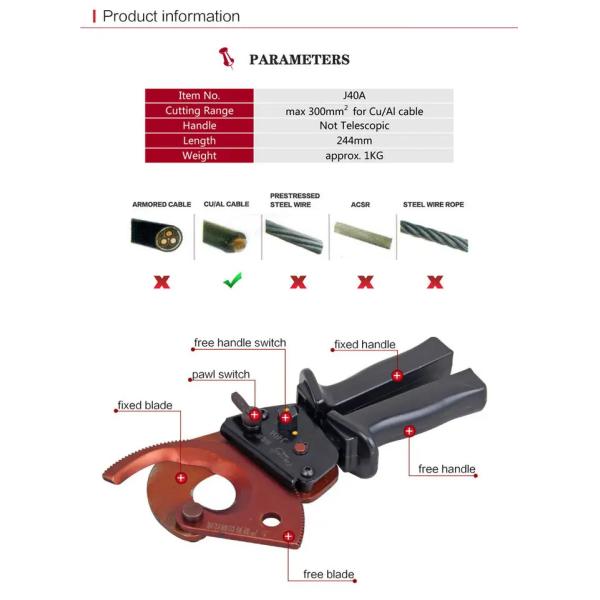 No clasificado Cortador de cables de superficie de mandíbula de ratilla de grado industrial para cables de 75 mm de diámetro