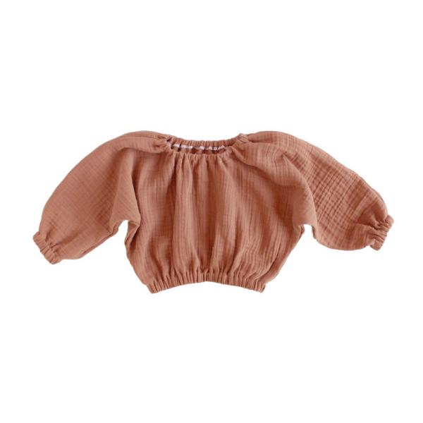 Маленькие девочки 100% хлопчатобумажные блузки из муслиновой ткани с длинными рукавами