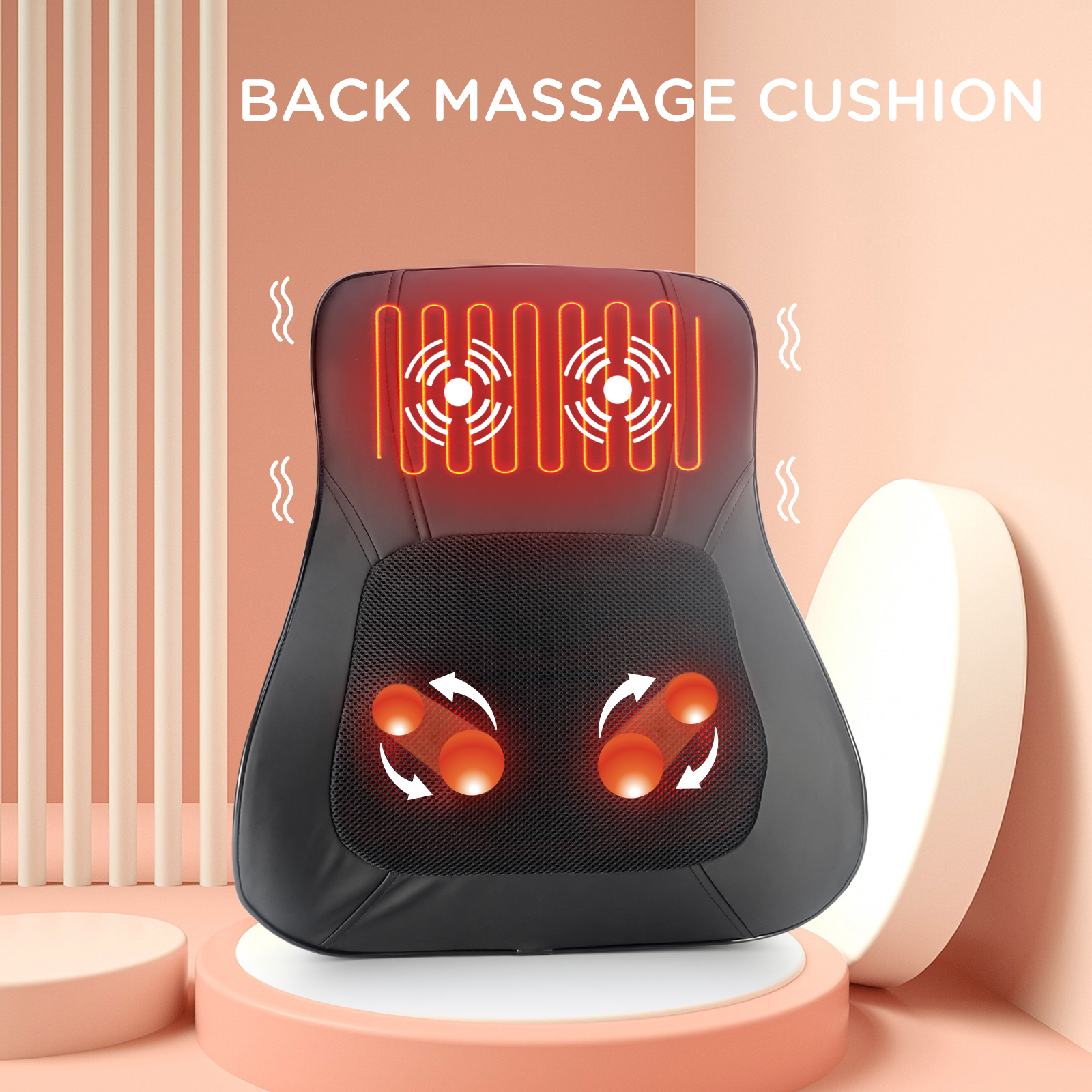 Custom Car Home Electric Back Massager Kneading Shiatsu Vibrating Massage Cushion