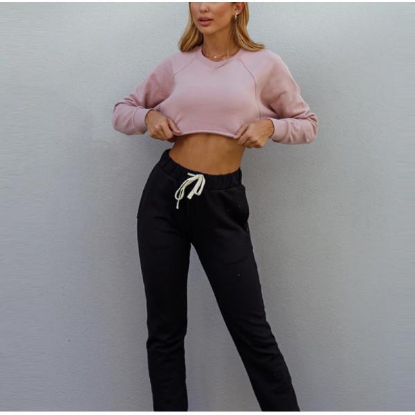 Связанная женщинами фуфайка простого урожая фуфайки шеи экипажа 230gsm верхняя