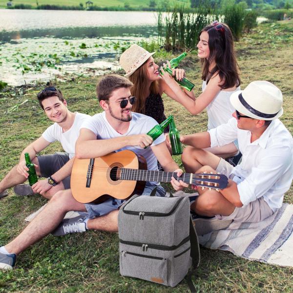 18L 34 Can Beer Cooler Backpack , Double Decker Insulated Backpack Lunch Box