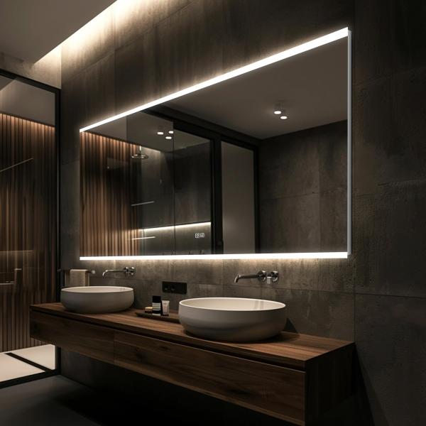 3200K LED Lighting Mirror Anti Fog Stainless Frame Mirror Rectangle
