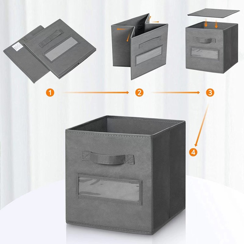 Simple Non-Woven Folding Storage Box with Lidless Organizer for Home Business Card Toy Layer File Storage Cabinet Box Storage