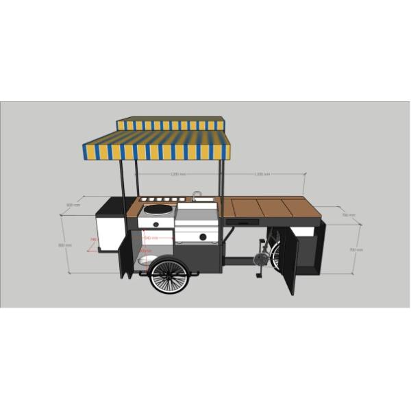 Street Food Carts Crepe Cart and Mobile Three-Wheeled Bicycles for Manufacturing Plant