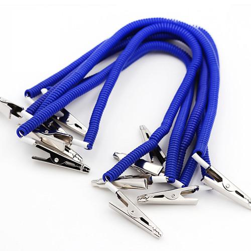 Plastic Stretchy Dental Scarfpin Coiled Cord Blue Color 30CM Long Custom Logo Printing