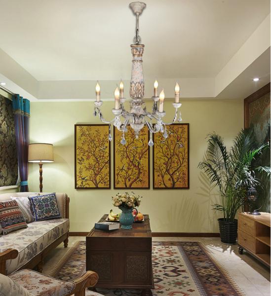 Wooden Iron Chandelier Lighting Vintage Crystal Lustre vintage chandelier(WH-CI-110)
