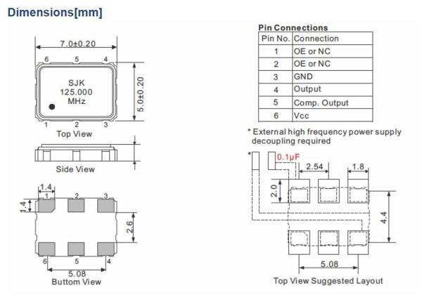 SMD 7050 VCXO With LVPECL  Output 50.000MHz 3.3V For PC Application
