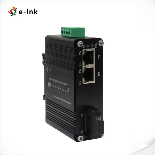 Micro Industrial 60W PoE++ Media Converter  2-Port 10/100BASE-T and 1-Port 100BASE-FX