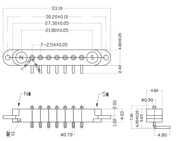 Customized 6pin male and female magnetic right angle pogo pin connector 