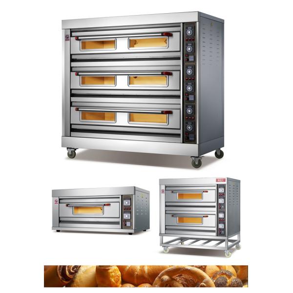 Three Deck Nine Trays Stainless Steel Bakery Deck Oven commercial kitchen bakery equipment