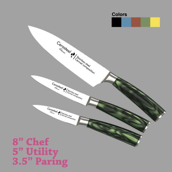 Grupo inteiro da faca de Cerasteel (3,5 casca, Peeling5 ' Utility6  Borning7  Santoku, Kicthen, cozinheiro chefe Nakiri8  cinzelar, pão, Chef9 )