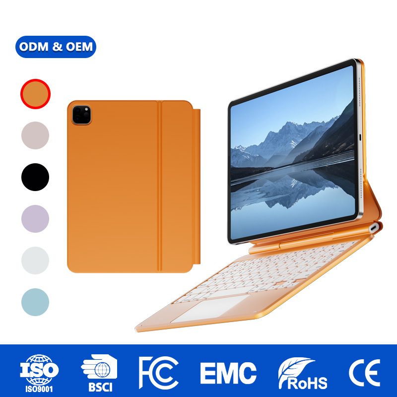 Spill-Proof Aluminum Alloy Glass Trackpad Magnetic Keyboard Case for iPad iPad Pro 11 M4 M5, Support OEM ODM