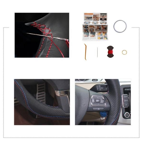 Leather and Carbon Steering Wheel Cover for Volkswagen VW Gol Tiguan Passat B7 Touran