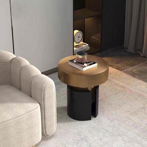 Titanium Noir  Side  Marble Ceramic Coffee Table Gold Frame  Sleek